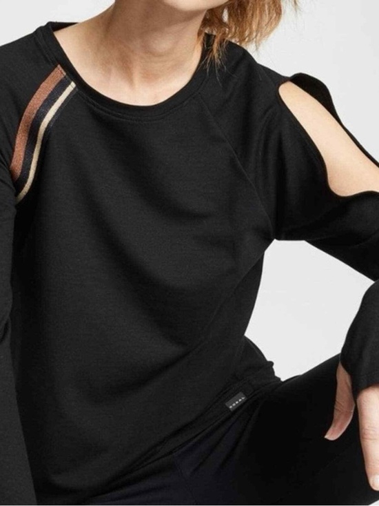 Koral Tops - NWT KORAL Wisdom Daze Glitter Cut-Out Long Sleeve Top size Large in Black